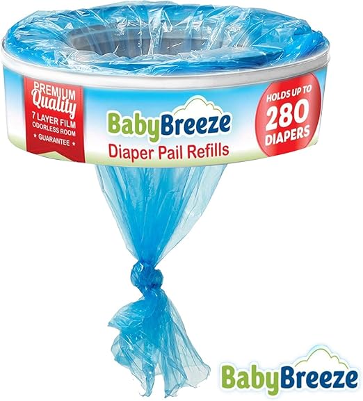 Diaper Pail Refill Bags Compatible with Playtex Diaper Genie Diaper Disposal System - 560 Count (2 Pack)  by BabyBreeze