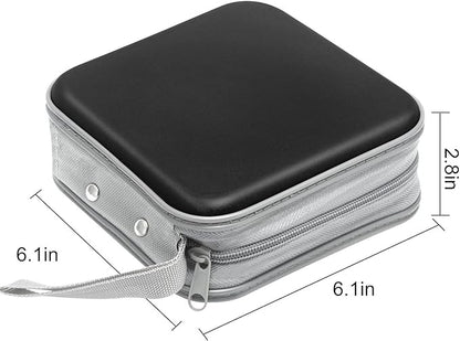 CD case, capacity for 40 units, for CDDVD, wallet, hard plastic, DVD, for car, home, office, travel (black)