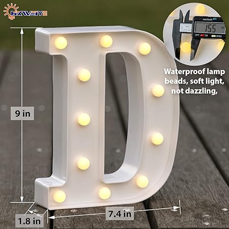 HXWEIYE LED Marquee Letters - 26 Alphabet  10 Number Big Lights for Party, Birthday, Bar, Christmas Decor (Warm White, Battery Powered)