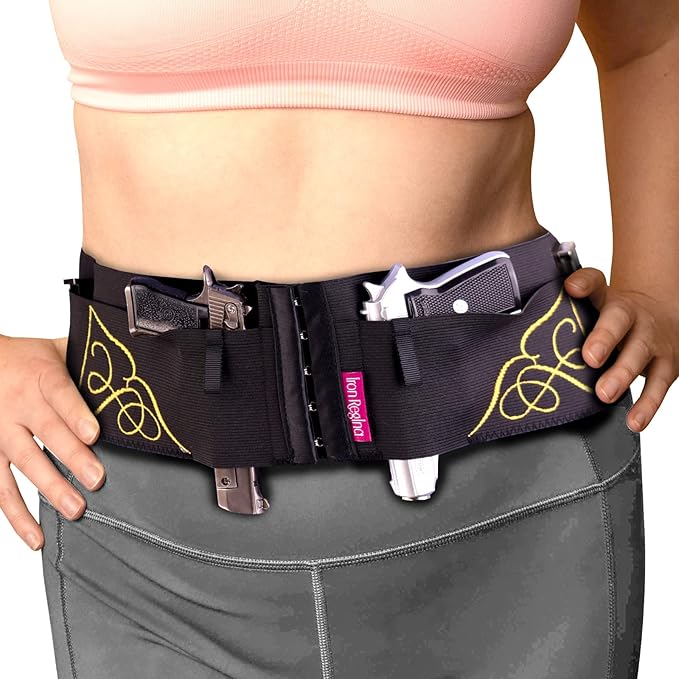 Belly Band Gun Holster for Concealed Carry, Elastic Breathable Waist Holster for Pistols -Fit for Glock 19, PT-22, 22 Caliber, 380 &Similar Guns, Comfortable Women's Edition