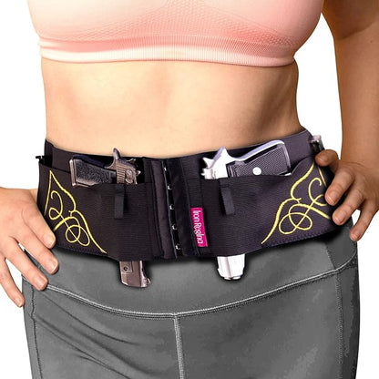 Belly Band Gun Holster for Concealed Carry, Elastic Breathable Waist Holster for Pistols -Fit for Glock 19, PT-22, 22 Caliber, 380 &Similar Guns, Comfortable Women's Edition