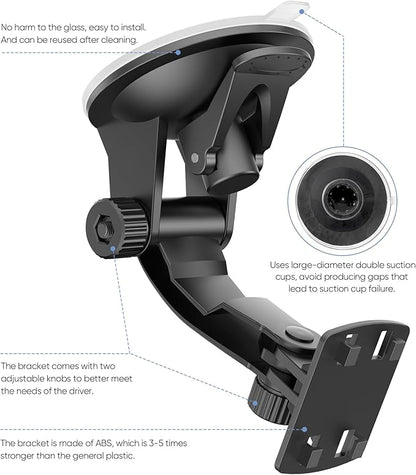 PixelMan Upgraded Windshield Mount for Backup Camera, 4.3 Inch Monitor, Suction Cup Bracket, Reverse Camera Display