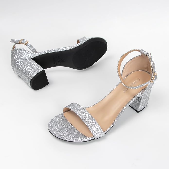 qibusleen Women's Two Strap Heeled Sandals Black Suede Ankle Strappy Dress Heels for Women Open Toe 2 Inch Low Block Noiseless Heel Summer Wedding Party Work Sandal Shoes