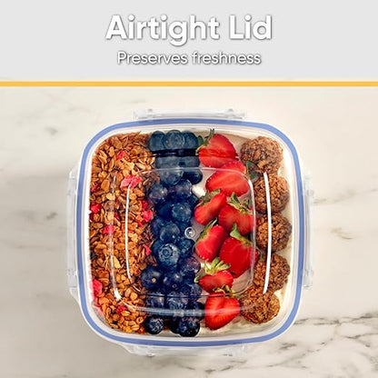 Superio Plastic Food Storage Containers with airtight Lid for Pantry, 2 Pack, Fridge- 80 Oz- BPA Free, Leakproof Sealed Container- Microwave, Dishwasher and Freezer Safe, Clear (Clear)