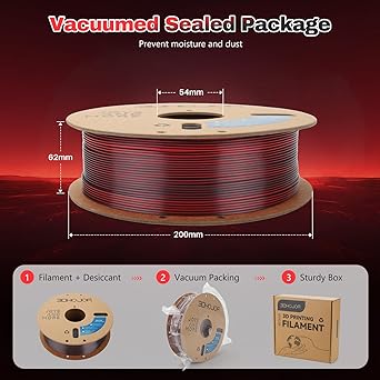 Silk PLA Filament 1.75mm Black Red Gold Dual Color PLA 3D Printer Filament 3 in 1 Coextrusion 1KG Spool(2.2lbs) 3D Printing Filament Dimensional Accuracy - 0.03mm