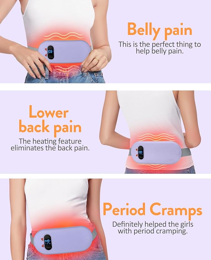 FSA HSA Eligible Heating Pad, Portable Cordless Menstrual Heating Pad with 6 Heat Levels and 6 Massage Modes, Heating Pad for Period Cramps, Back Pain 3s Fast Heating Gift for Women and Girl(Purple)