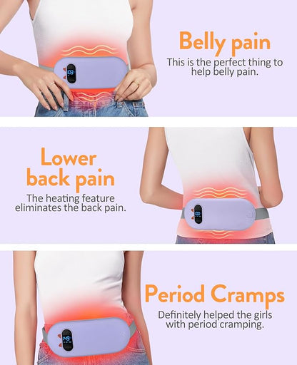 FSA HSA Eligible Heating Pad, Portable Cordless Menstrual Heating Pad with 6 Heat Levels and 6 Massage Modes, Heating Pad for Period Cramps, Back Pain 3s Fast Heating Gift for Women and Girl(Purple)