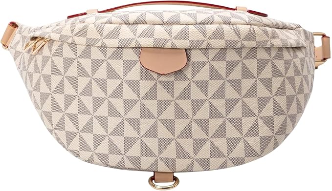 Xehuro Belt Bag for Women Fanny Pack Chest Bag Daypack Bum Bag Checkered Bag Multi Color (Beige-1)