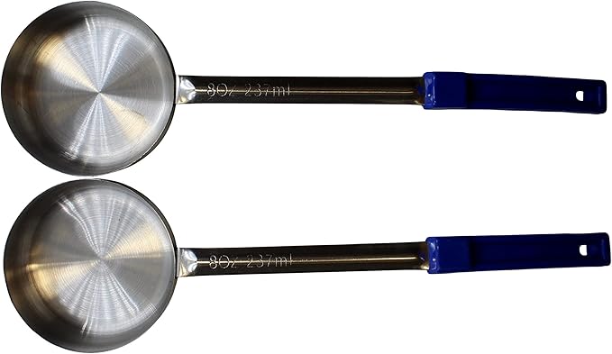 8 Ounce Solid Stainless Steel Portion Control Ladle Spoon for Measuring and Serving; Commercial Grade Serving Scoops Pack of 2