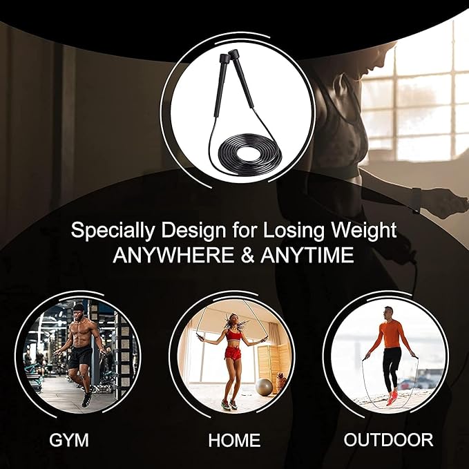 Adjustable Jump Rope for Women Men Kids Fitness Exercise,Black