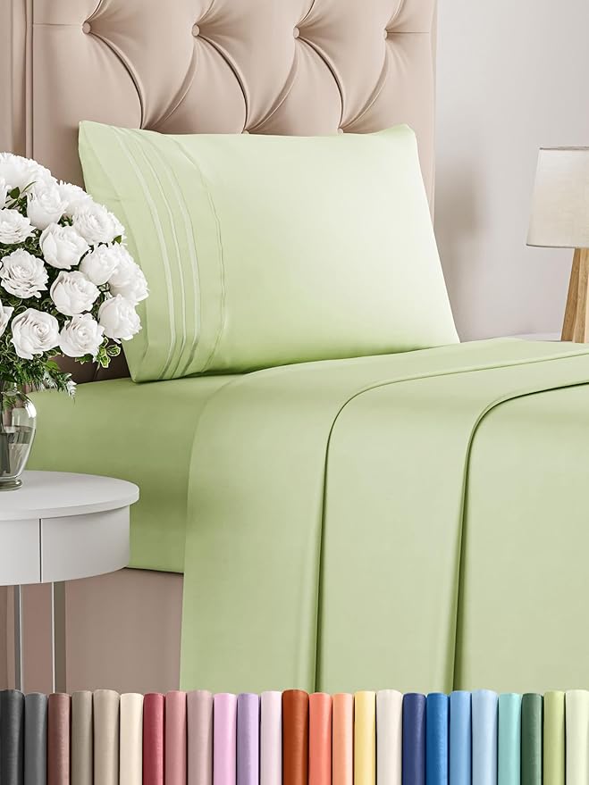 Twin XL Size 3 Piece Sheet Set - Comfy Breathable  Cooling Bed Sheets Set - Hotel Luxury Bedding for Women, Men, Kids  Teens - Deep Pockets, Easy-Fit and Wrinkle Free - Oeko-Tex - Light Sage Green