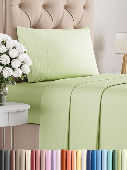 Twin XL Size 3 Piece Sheet Set - Comfy Breathable  Cooling Bed Sheets Set - Hotel Luxury Bedding for Women, Men, Kids  Teens - Deep Pockets, Easy-Fit and Wrinkle Free - Oeko-Tex - Light Sage Green