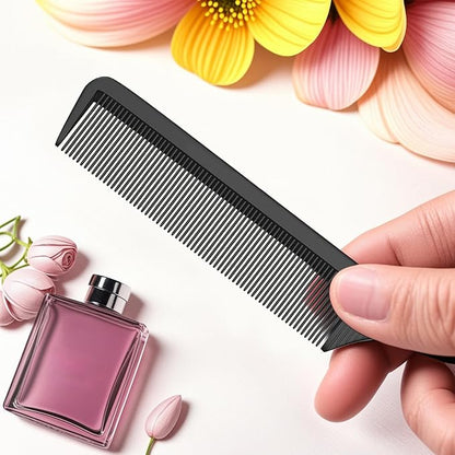 Rat Tail Comb Steel Pin Rat Tail Carbon Fiber Heat Resistant Teasing Combs with Stainless Steel Pintail