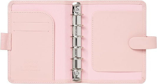 Filofax Saffiano Organizer, Pocket Size, Blush - Cross-Grain, Leather-Look, Six Rings, Week-to-View Calendar Diary, Multilingual, 2024 (C022697-24)