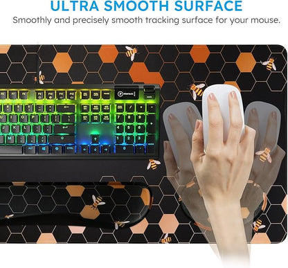 iCasso Keyboard Mouse Pad Set,Extended Gaming Mouse Pad Keyboard Wrist Rest Support, Memory Foam, Easy Typing Pain Relief, 3Pcs (35.4A15.7 in) Large Ergonomic XXL Ultra Thick Mousepad Desk Mat