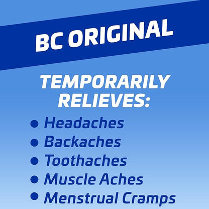 BC Powder Original Strength Pain Reliever, Aspirin Dissolve Packs, 50 Count