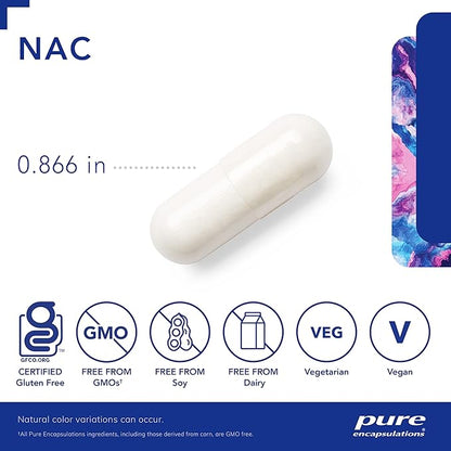 Pure Encapsulations NAC 600 mg - N-Acetyl Cysteine NAC Supplement for Lung Health  Immune Support, Liver Support  Antioxidants - with Freeform N-Acetyl-L-Cysteine - 180 Capsules