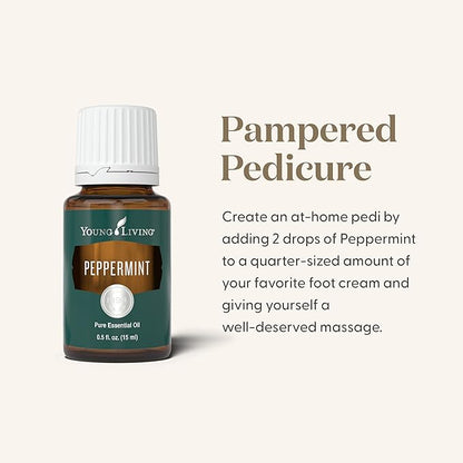 Young Living Peppermint Essential Oil 15ml - Invigorating Aroma and a Cooling Sensation, Fatigued Muscles - Supports Gastrointestinal System Comfort, Fresh, Minty Flavor to Foods