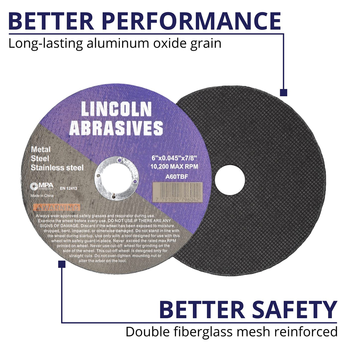 9 Pack 6" Cut-Off Wheels Lincoln Abrasives .045" Metal & Stainless Steel