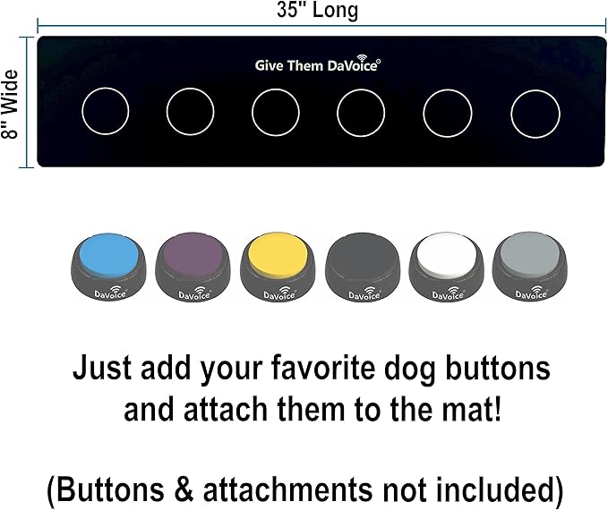 Dog Button Mat (6 Button Placements) for Dog Communication Buttons, Dog Buttons for Communication Board, Dog Speaking Word Training Talking Button Pad (Buttons and Attachments Not Included)