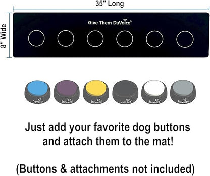 Dog Button Mat (6 Button Placements) for Dog Communication Buttons, Dog Buttons for Communication Board, Dog Speaking Word Training Talking Button Pad (Buttons and Attachments Not Included)