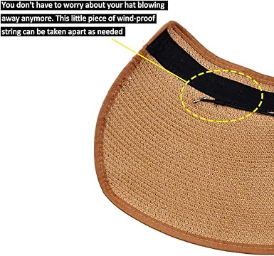 Women Sun Visors Foldable Straw Hats Summer Beach Packable Hat Floppy Wide Brim Cap Deep Style, Adjustable Size