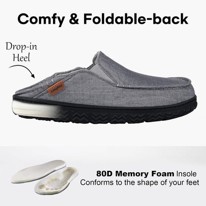 LongBay Men's Moccasin Slippers Comfy Warm Memory Foam House Shoes Winter for Indoor Outdoor