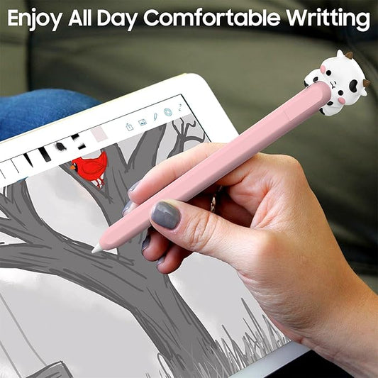 NIUTRENDZ Cute Cow Silicone Case for Apple Pencil USB-C Case Ultra Thin Protective Cover Anti-Slip Sleeve Apple Pencil (USB-C) Accessories (Pink, Apple Pencil (USB-C))