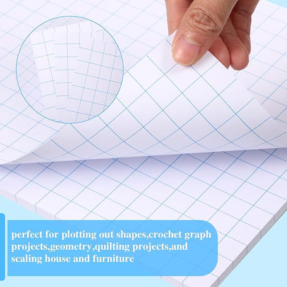 Honoson 6 Pack Graph Paper Pads 8.5 x 11 Inch 2x2 (2 Squares Per Inch) 55 Sheets/Pack Grid Notebook Math Graph Paper Pad White 80 Gsm Engineering Blueprint Notebook for Office Business Supplies