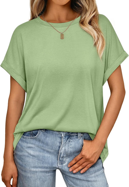 AUTOMET Women's Oversized Short Sleeve T Shirts Casual Summer Everyday Tops