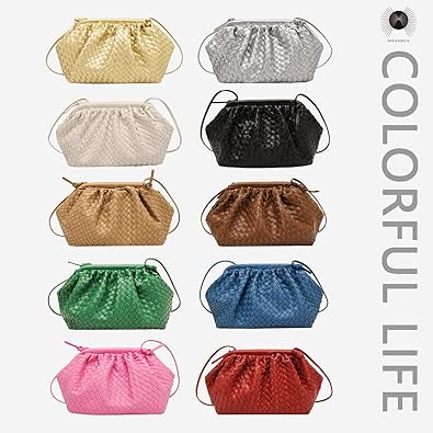 NOVAVOGE New woven clip button cloud bag women versatile trend simple texture shoulder messenger bag