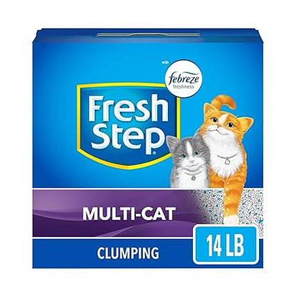 Fresh Step Multi-Cat Extra Strength Scented Litter with the Power of Febreze, Clumping Cat Litter, 14 Pounds (Package May Vary)