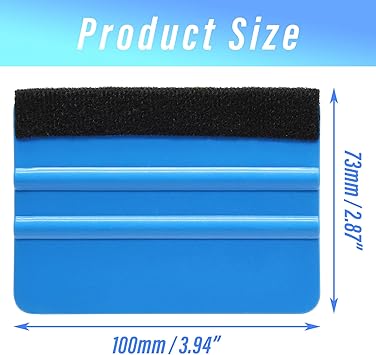 4 Inch Plastic Felt Edge Squeegee Tool Vinyl Squeegee for Window Tint, Wallpaper, Decal Sticker, Blue, 2Pcs
