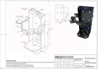 Heavy Duty Fire Extinguisher Vehicle Bracket for 10lb Dry and/or 5lb Co2 Generic for 809