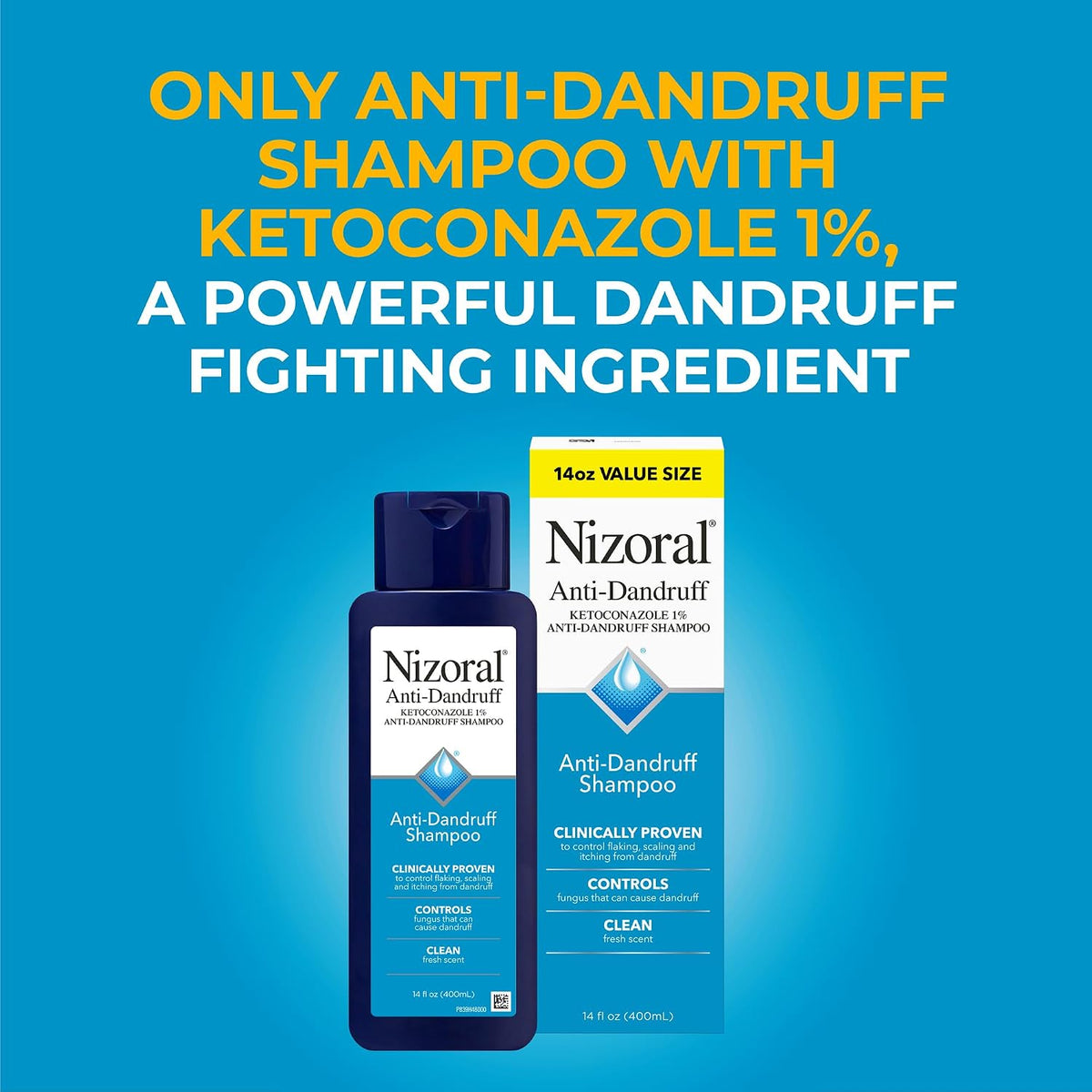 Nizoral Anti-Dandruff Shampoo with 1% Ketoconazole, 14 fl oz, 2 Pack