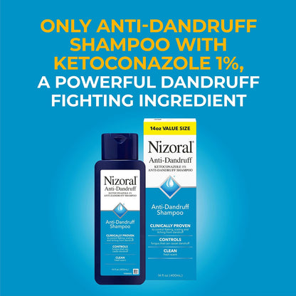 Nizoral Anti-Dandruff Shampoo with 1% Ketoconazole, 14 fl oz, 2 Pack