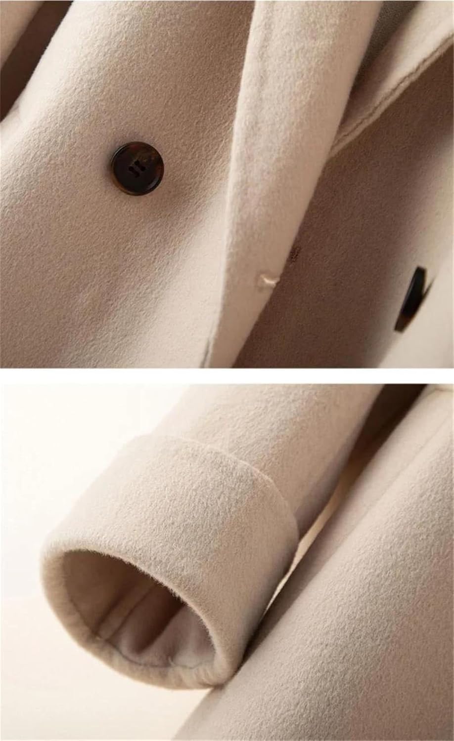 Women Double-Breasted Wool Coat Autumn Winter Fashion Medium-Length Overcoat