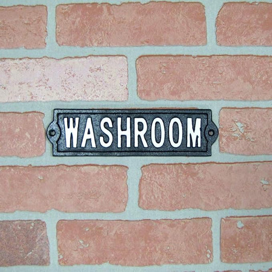 Cast Iron Washroom Bathroom Sign Rustic Gas Station Bar Pub Wall Decor Bath Plaque