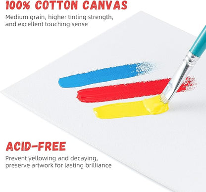 Simetufy 12 Pack 8x10 Canvas Boards for Painting, Blank Canvas Panels Art Painting Supplies - Gesso Primed 100% Cotton for Acrylic Oil Watercolor Tempera Paint