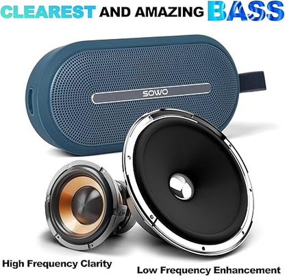 SOWO Wireless Bluetooth Speaker, Ultra Portable Magnetic Speaker, Coverless IP67 Waterproof Design, 24 H Playtime, Small Speaker with Pro Sound, for Indoors, Outdoors, Hiking and Golf Speaker
