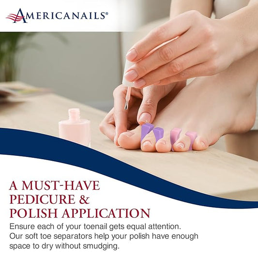 Americanails Onezeez Individual Toe Separators - Assorted Pastel Colors - Extra Soft & Comfortable - Only Two Separators Per Foot - Perfect Pedicure & Polish Application - Professional Quality-24ct