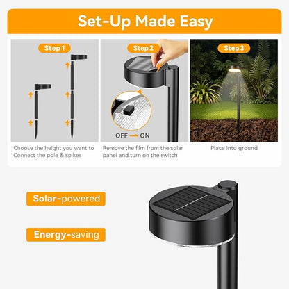 2 Pack Solar Pathway Lights Outdoor, Bright Solar Lights Outdoor Waterproof, Up to 15 Hrs Modern Path Lighting for Yard Garden Walkway Driveway Lawn Decor (2 Pack)
