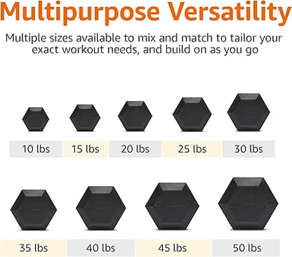 Basics Rubber Hex Dumbbell Hand Weight