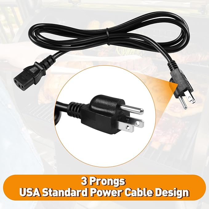 KIT0257 Power Cord Replacement Part Compatible with Traeger Ironwood 650 & 885, Pro Series 575 & 780, Timberline 1300 & 850 (Gen 2 only) Wood Pellet Grill Smokers, 6 Feet
