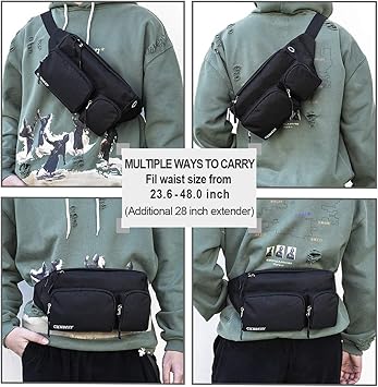 CXWMZY Fanny Packs For Women  Men, Waist Bag Hip Bum Bag Strap Extension Large Capacity Easy Carry Any Phone Passport Wallet for Outdoors Workout Traveling Casual Running Hiking Cycling Dog Walking