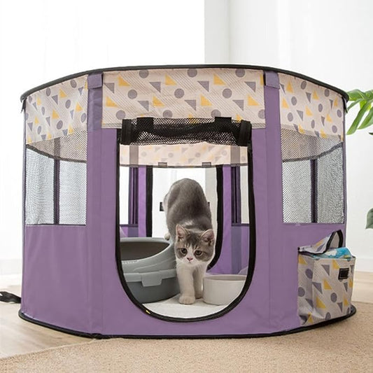 Pet with Door  Roof for Small Dogs Exercise Pen for Cat Delivery Room for Indoor Cats and Other Small