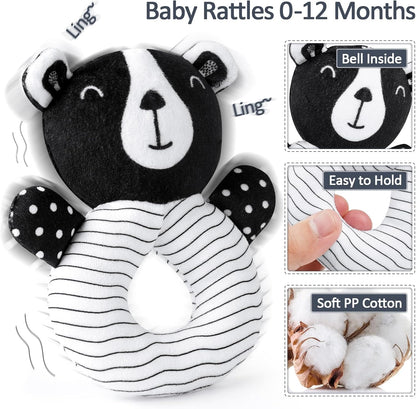 High Contrast Baby Toys for Newborn, Black and White Baby Sensory Toys with Car Seat Toys,Infant Toys with Black White Cards Book, Montessori Toys for Baby Gifts(Missing baby's vision & brain development )