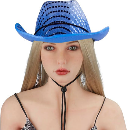 Halloween Sequin Big Brim Hat Adjustable Sparkly Cap Shinning Head wear Cosplay Party Club Costume Accessories for Women