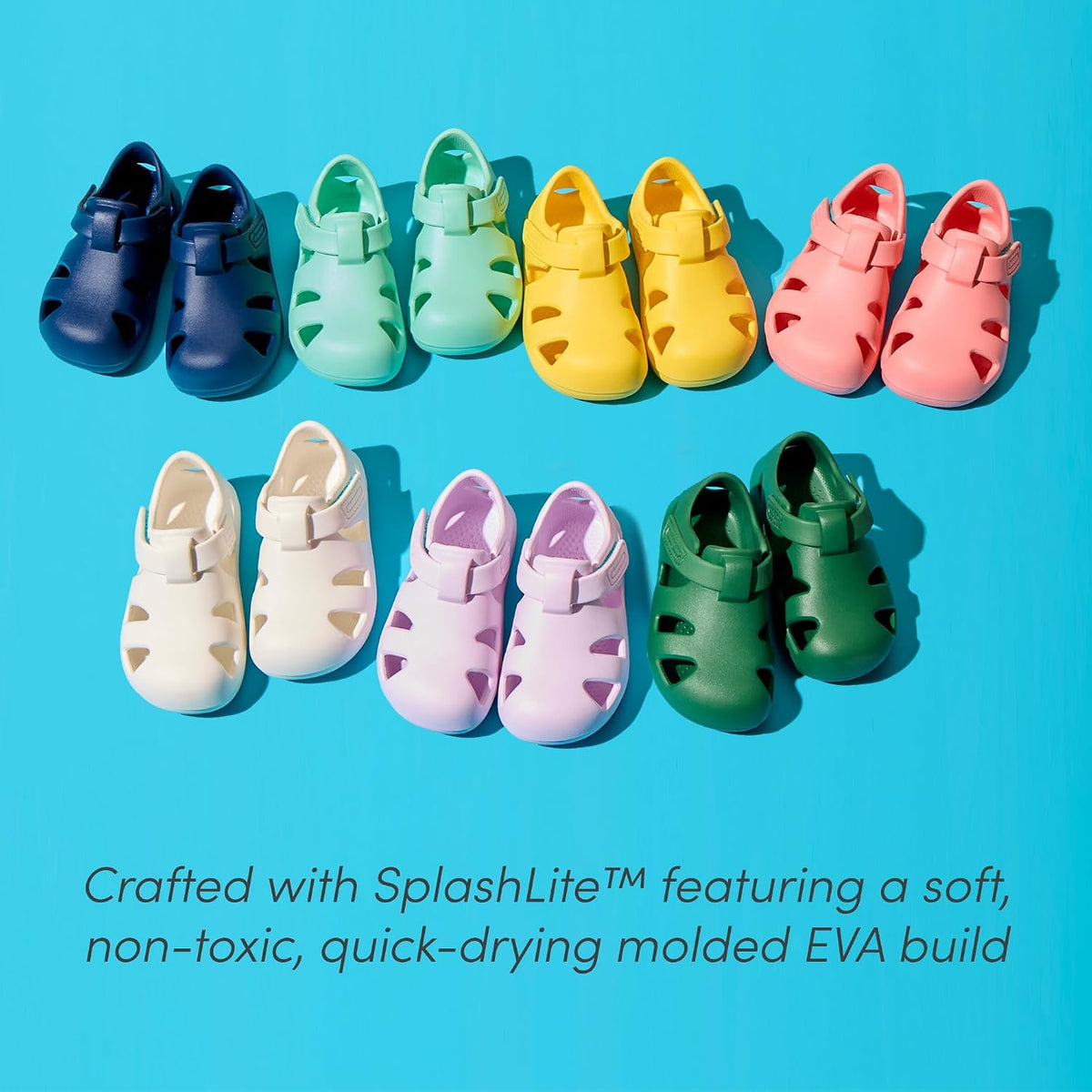 Ten Little Splash Sandals for Toddlers, Kids & Baby - APMA-Approved, Closed Toe, Adjustable Toddler Sandals for Boys & Girls - Flexible EVA, Lightweight, Quick Drying Water Shoes for Kids