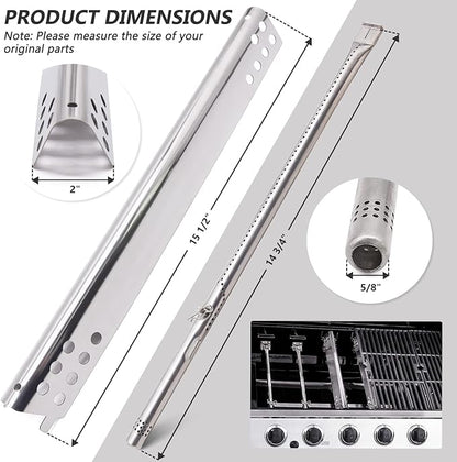 Criditpid Grill Replacement Parts for Charbroil Advantage 4 Burner 463344116, 463343819, 466344116 Models, Stainless Steel Grill Burners, Heat Plate Shields, Crossover Tubes and Ignitors